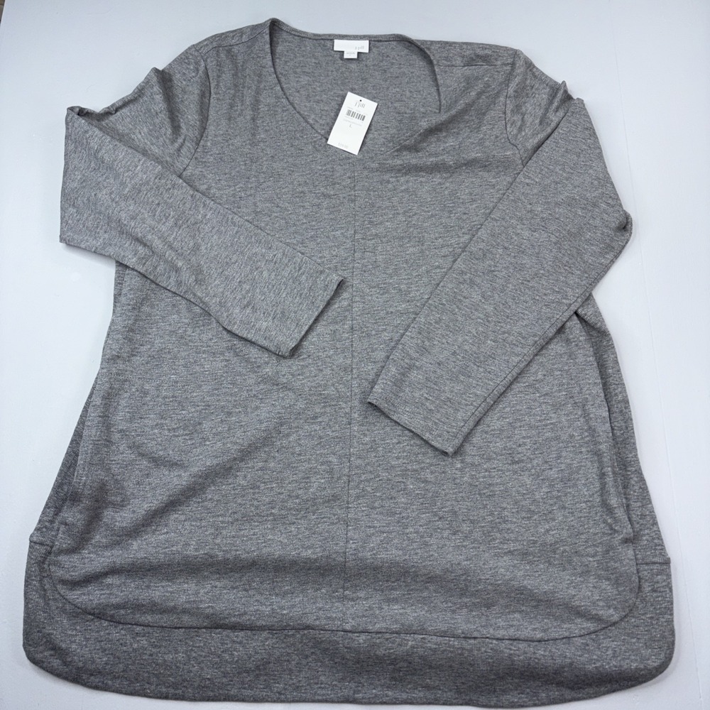 NWT J Jill Loose Fit Tunic Pocketsโ Rounded Bottom Women's L Heather Gray $59